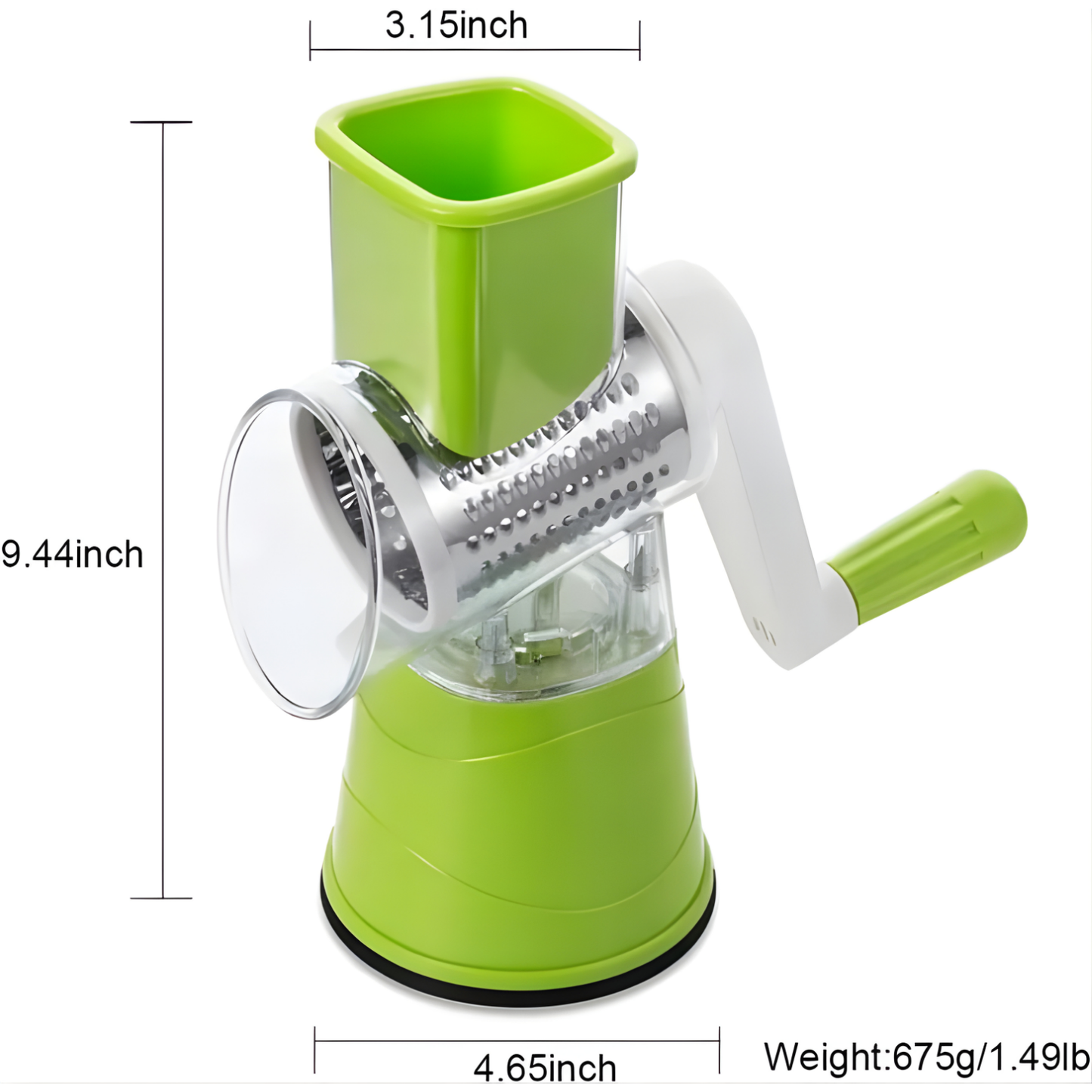Manual Rotary Drum Vegetable Slicer & Grater (3 Blades)