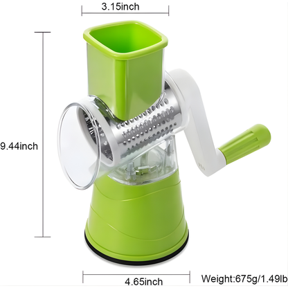 Manual Rotary Drum Vegetable Slicer & Grater (3 Blades)