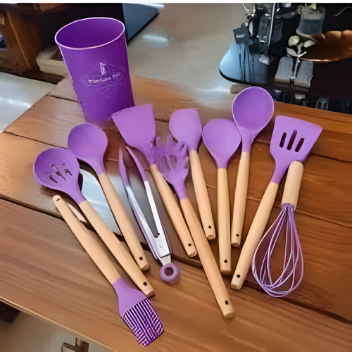 12 Pcs Purple Silicone Kitchen Utensil Set