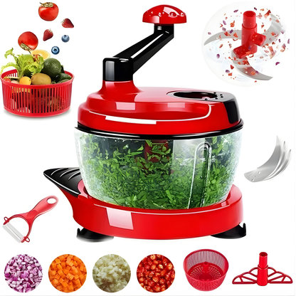Manual Handheld Food Chopper & Mixer (Red)