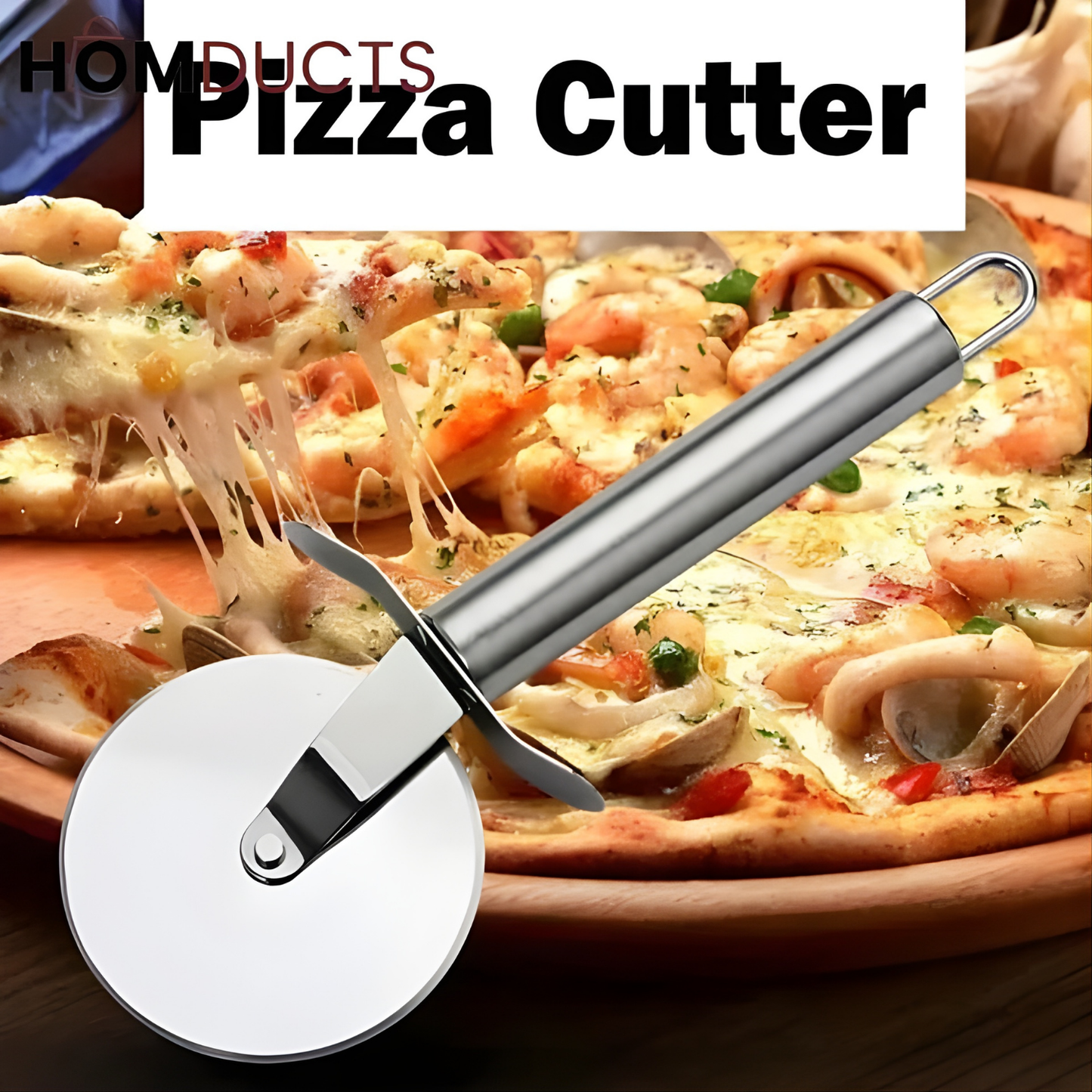 Stainless Steel Pizza Cutter Wheel with Soft Grip Handle