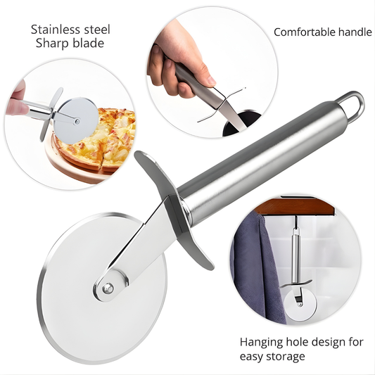 Stainless Steel Pizza Cutter Wheel with Soft Grip Handle