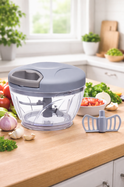 Manual Pull String Mini Food Chopper (Grey)